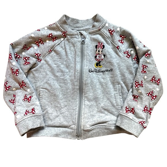 Toddler Disney Park Minnie Mouse "Its All About The Bows" Zipper Sweatshirt 3T - Picture 2 of 9